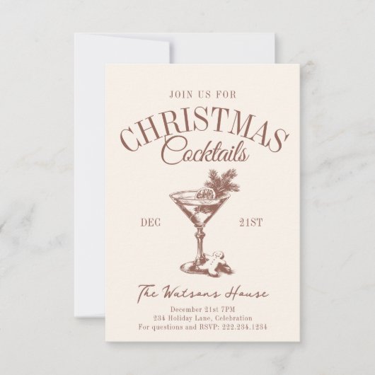 クリスマスカクテルパーティーホリデーソーシャルクラブ 招待状 (正面)