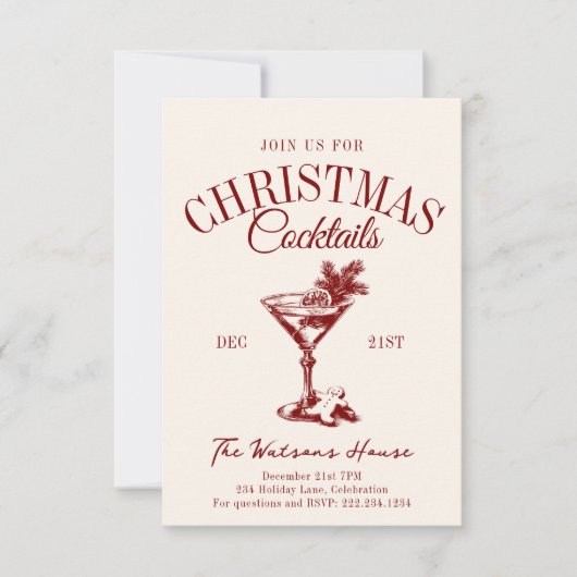 クリスマスカクテルパーティーホリデーソーシャルクラブ 招待状 (正面)