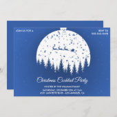 クリスマスカクテルパーティーヴィンテージブルーサンタレー 招待状 (正面/裏面)
