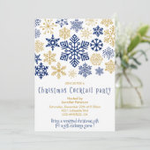 クリスマスカクテルパーティー招待状シックな雪片 招待状 (スタンド正面)