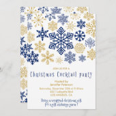 クリスマスカクテルパーティー招待状シックな雪片 招待状 (正面/裏面)