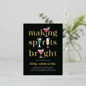 クリスマスカクテルホイルホリデーパーティー葉書 箔招待状ポストカード (立ち正面)