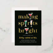 クリスマスカクテルホイルホリデーパーティー葉書 箔招待状ポストカード (正面/裏面)