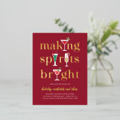 クリスマスカクテルホイルホリデーパーティー葉書 箔招待状ポストカード (立ち正面)