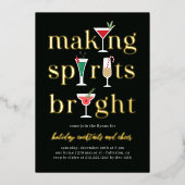 クリスマスカクテルホリデーパーティー招待状 箔シーズンカード (正面)