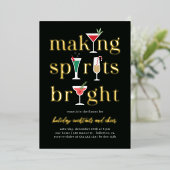 クリスマスカクテルホリデーパーティー招待状 箔シーズンカード (立ち正面)