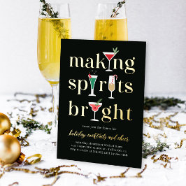 クリスマスカクテルホリデーパーティー招待状 箔シーズンカード