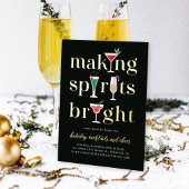 クリスマスカクテルホリデーパーティー招待状 箔シーズンカード