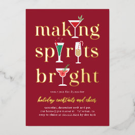 クリスマスカクテルホリデーパーティー招待状 箔シーズンカード