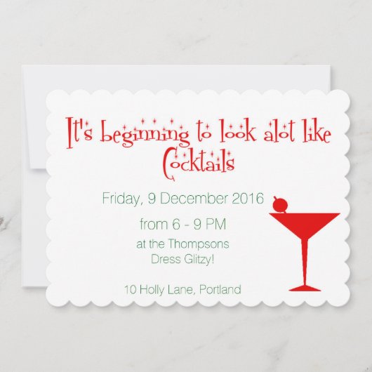 クリスマスカクテルレトロ50sスタイル シーズンカード (正面)