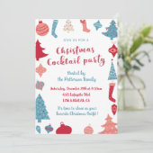 クリスマスカクテル招待状かわいいピンクとブルー 招待状 (スタンド正面)
