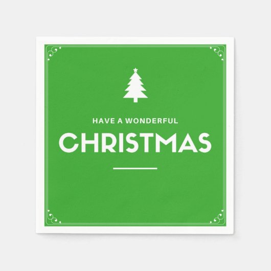 クリスマスカクテル紙ナプキンズグリーン スタンダードカクテルナプキン (正面)