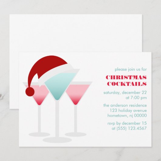 クリスマスカクテル 招待状 (正面/裏面)