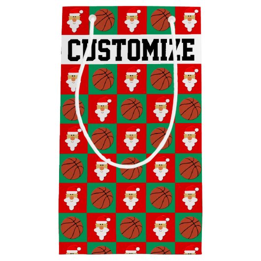 クリスマスカゴボール&サンカスタムタ選手の名前 スモールペーパーバッグ (正面)