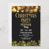 クリスマスカジノのトランプ ゴールド ブラック フェスティブ 招待状 (正面)