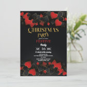 クリスマスカジノのプレイングカード ゴールド ブラック フェスティブ 招待状 (スタンド正面)