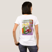 クリスマスカジノスタイルの女性白いTシャツ Tシャツ (裏面フル)