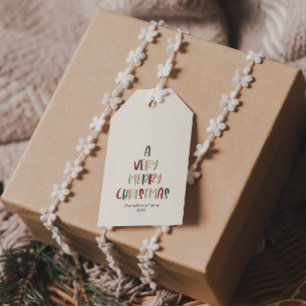 クリスマスカジュアルにカラフルとても愉快な緑 ギフトタグ