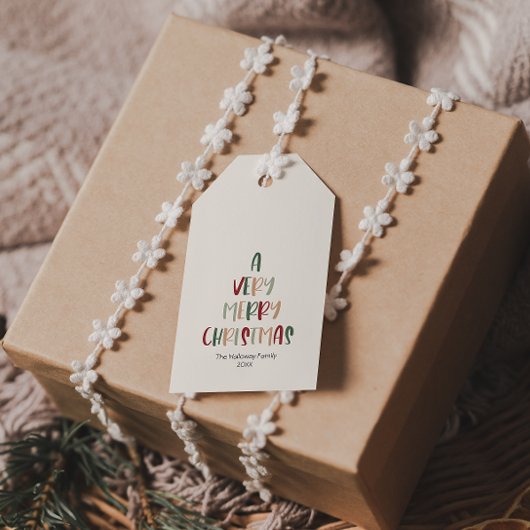 クリスマスカジュアルにカラフルとても愉快な緑 ギフトタグ