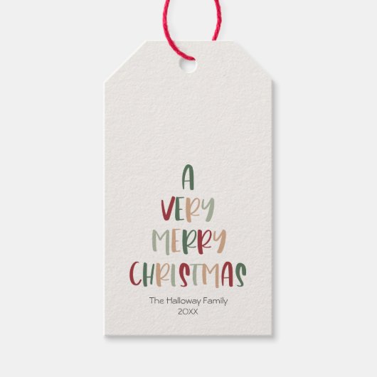 クリスマスカジュアルにカラフルとても愉快な緑 ギフトタグ (正面)
