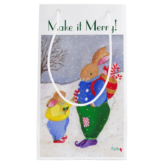 クリスマスカスケットバニー抱き枕 スモールペーパーバッグ (正面)