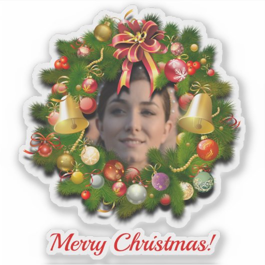 クリスマスカスタマイズのリースと写真 シール (正面)