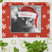 クリスマスカスタマイズキャットの名前 キッチンタオル (折り畳み)