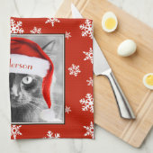 クリスマスカスタマイズキャットの名前 キッチンタオル (四つ折り)