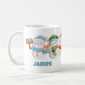 クリスマスカスタマイズ可能なかわいい雪だるまホリデーギフト コーヒーマグカップ (左)