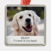クリスマスカスタムと名前の付いたフォトペットメモリアル メタルオーナメント (正面)