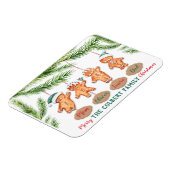 クリスマスカスタムのジンジャーブレッドの芸術の家族の名前 マグネット (左側)