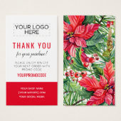 クリスマスカスタムのプロモーションコード割引カード (正面&裏面)