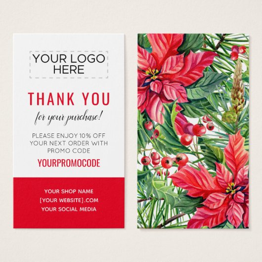 クリスマスカスタムのプロモーションコード割引カード (正面&裏面)