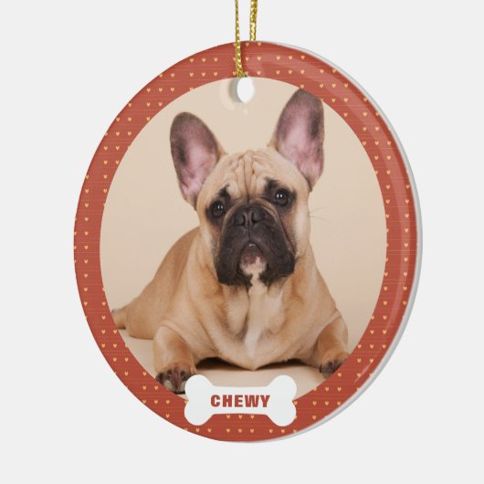 クリスマスカスタムのペットフォトハート セラミックオーナメント (左)