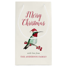 クリスマスカスタムのルビーの喉のハミングバード スモールペーパーバッグ