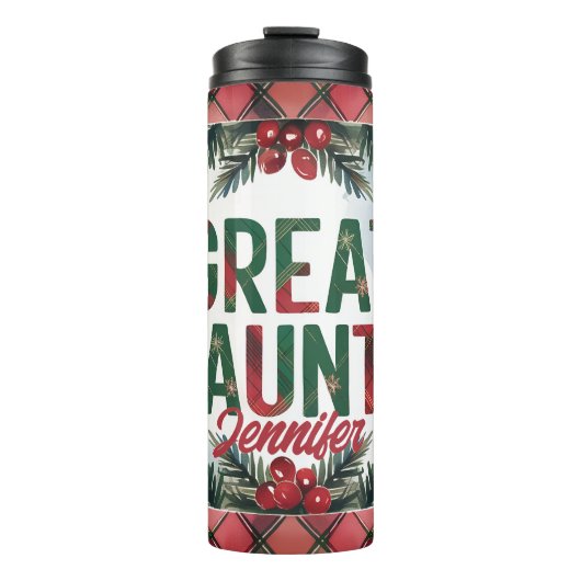 クリスマスカスタムの姪と甥の名前おば素晴らしさん タンブラー (正面)