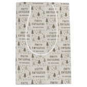 クリスマスカスタムの家族の名前 ミディアムペーパーバッグ (正面)