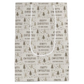 クリスマスカスタムの家族の名前 ミディアムペーパーバッグ (裏面)