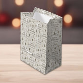 クリスマスカスタムの家族の名前 ミディアムペーパーバッグ