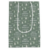 クリスマスカスタムの家族の名前Sage Green ミディアムペーパーバッグ (裏面)