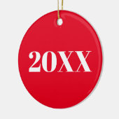 クリスマスカスタムの年の赤いホワイトホリデー セラミックオーナメント (左)