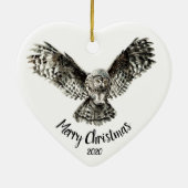 クリスマスカスタムの打撃型フクロウの鳥 セラミックオーナメント (裏面)