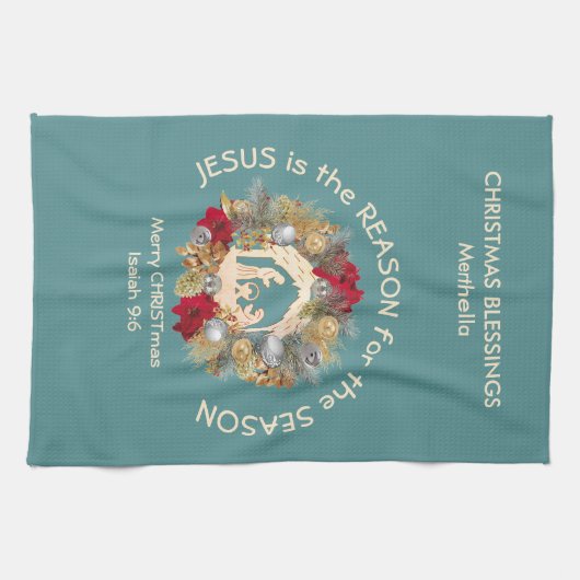 クリスマスカスタムの理由はイエスだ キッチンタオル (横)