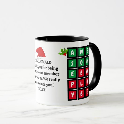 クリスマスカスタムの素晴らし社員の評価 マグカップ (正面右)