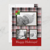 クリスマスカスタムはがき格子赤3 シーズンポストカード (正面/裏面)