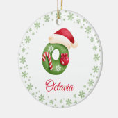 クリスマスカスタムイニシャルモノグラムファミリーイニシャル セラミックオーナメント (左)