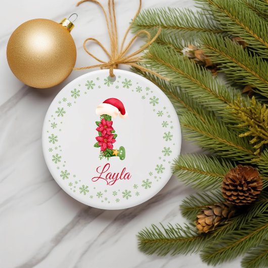 クリスマスカスタムイニシャルモノグラムファミリーキープサケ セラミックオーナメント