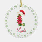 クリスマスカスタムイニシャルモノグラムファミリーキープサケ セラミックオーナメント (正面)