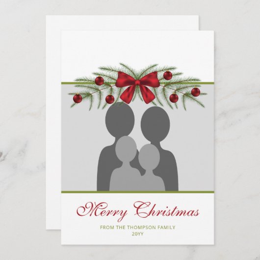 クリスマスカスタムガーランド付き写真テンプレート シーズンカード (正面/裏面)