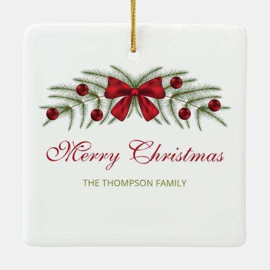 クリスマスカスタムガーランド付き写真テンプレート セラミックオーナメント (裏面)